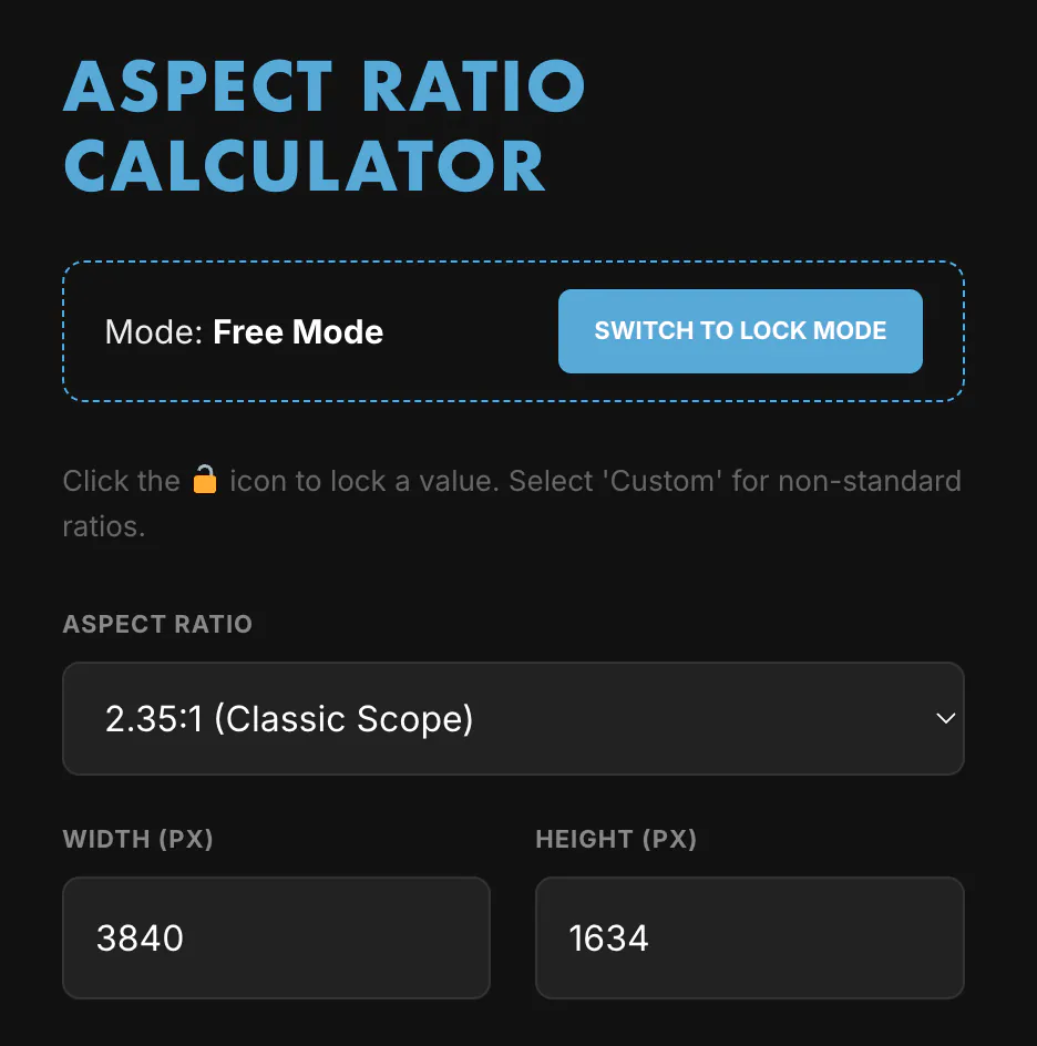ASPECT RATIO CALCULATOR